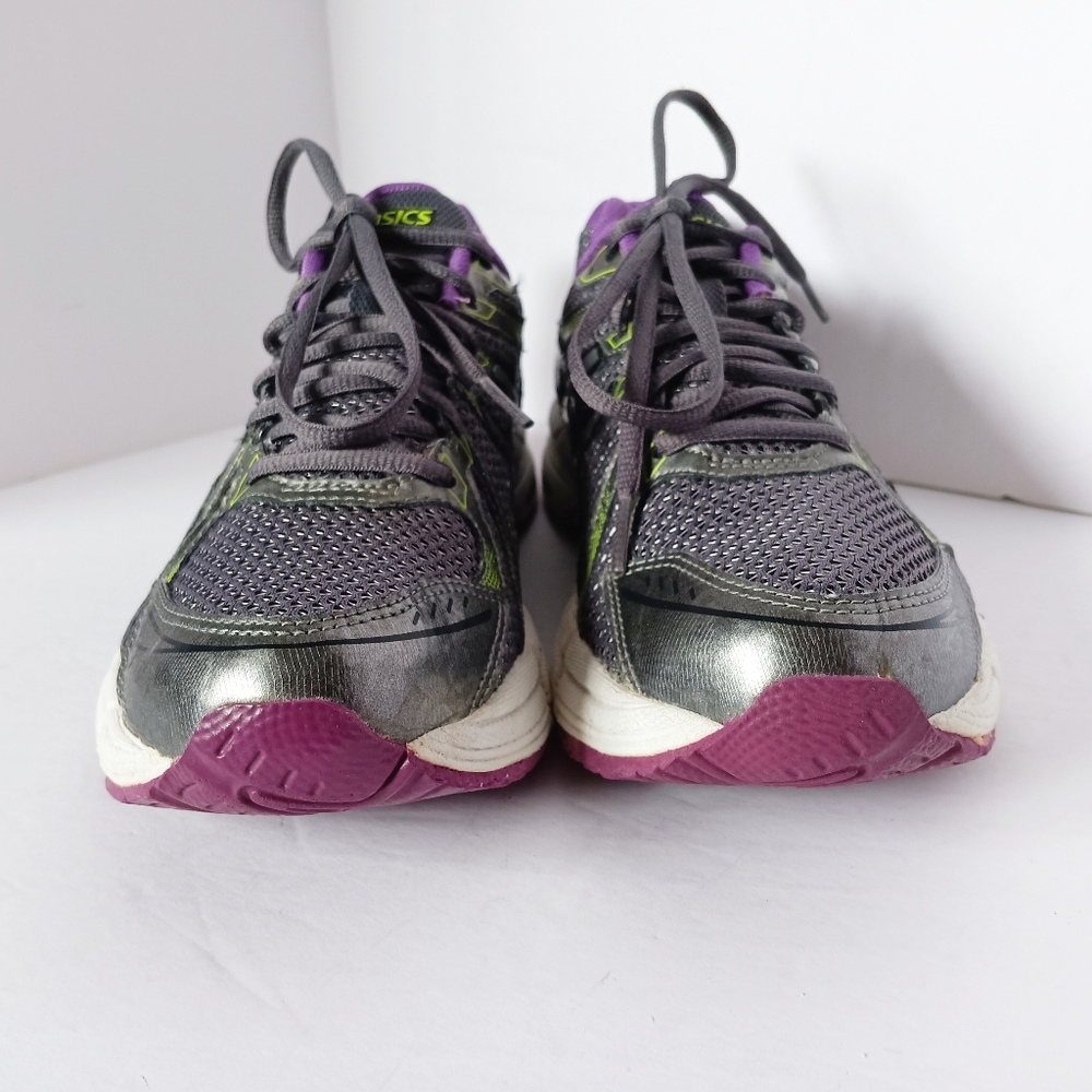 šš Asics Gel Exalt Sneakers Athletic Leather Shoes Purple Green Womens 9 Gray - Picture 11 of 12
